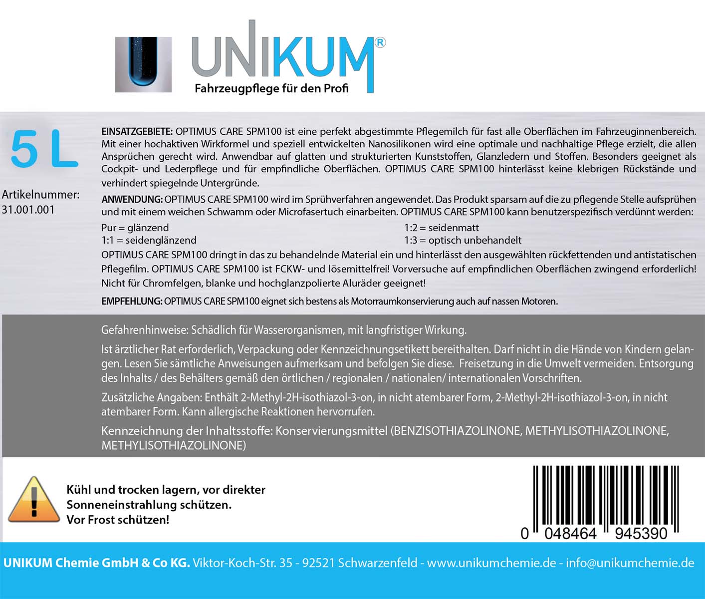 Unikum Optimus Care Sprühpflegemilch 5L