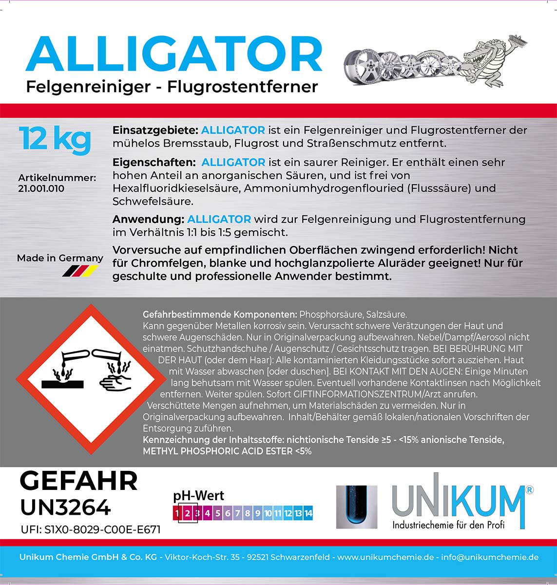 Unikum Alligator Felgenreiniger & Flugrostentferner 12Kg
