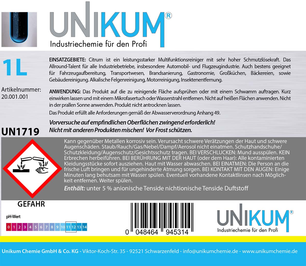 Unikum Citrum Multifunktionsreiniger alkalisch 1L
